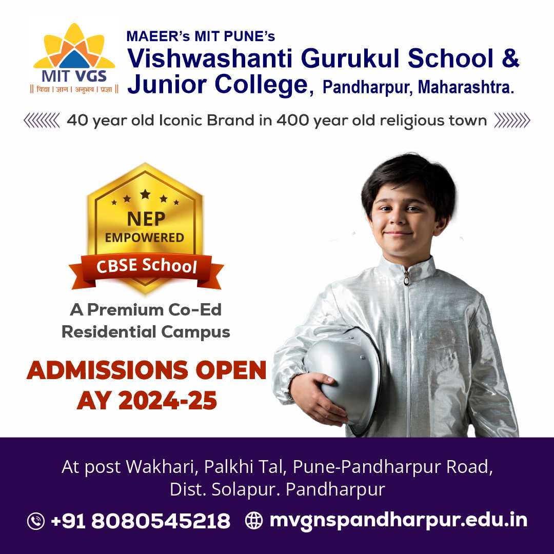 MAEER’s MIT Vishwashanti Gurukul School Residential Campus Pandharpur - fb ad